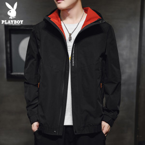 花花公子秋季男士2019新款连帽夹克外套潮流休闲上衣帅气男装外穿