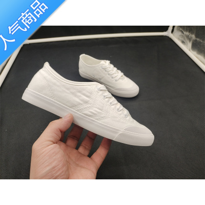 SUNTEK韩版白色休闲帆布鞋一脚蹬板鞋夏季新款情侣款布鞋百搭小白鞋女鞋