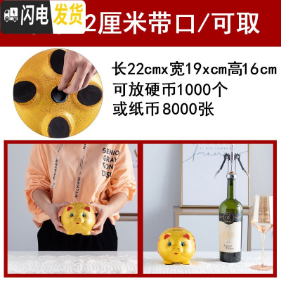 三维工匠储蓄储钱小猪创意不可取大人用家用儿童只进不出大容量 单个长22厘米[可取款]储蓄罐