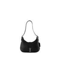 COACH奢品单肩包女斜挎包光滑黑皮手提链条百搭通勤小方包金属装饰
