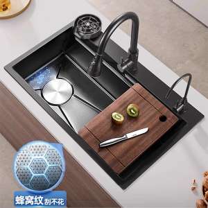 厨房洗菜盆大单槽4MM蜂窝加厚304不锈钢水槽家用洗碗洗菜池台下盆