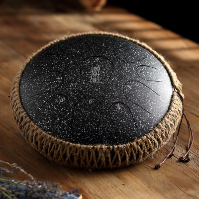 鲁儒碳钢款空灵鼓11音12英寸色空鼓手碟鼔初学者专业演奏打击乐器新款碳钢11音斑点黑加藤编-