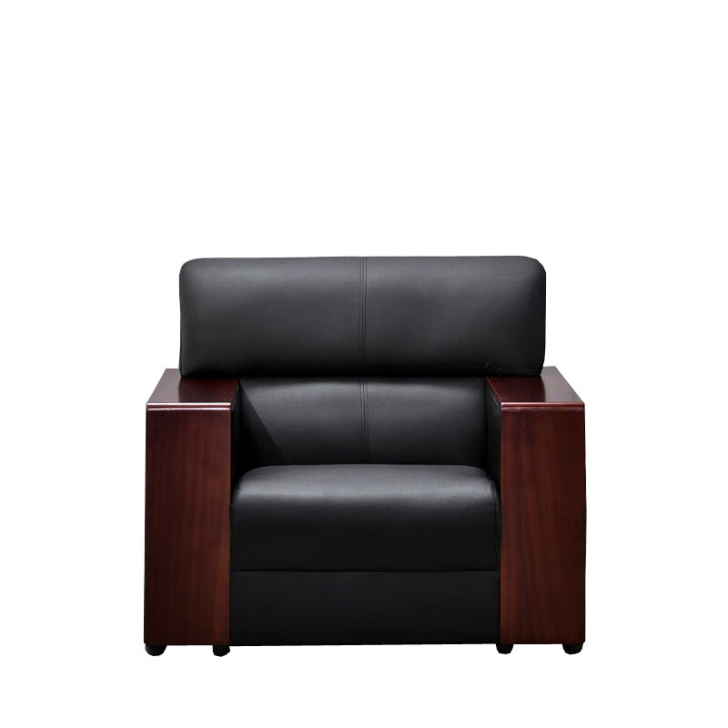 戴劲 办公沙发办公室洽谈沙发组合商务接待会客沙发 头层黑牛皮单人位