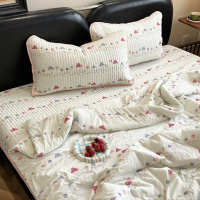 A类凉感丝小冰皮夏被四件套小清新夏凉被床盖双人套件可机洗薄被