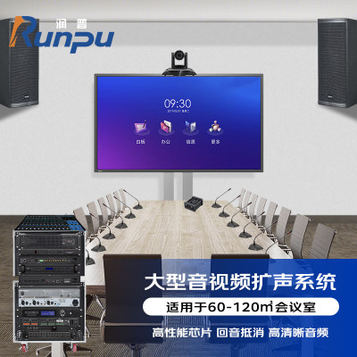润普(Runpu) 大型会议室音视频扩声标准集成解决方案(会议麦克风+音响+调音台+音频处理器)套装RP-YPTZ90