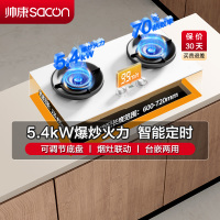 帅康(sacon)3B816W燃气灶嵌入式双眼灶5.4kW大火力可调节定时钢化玻璃台嵌两用家用打火灶双灶台式煤气灶液化气