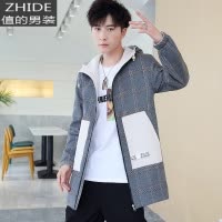 SUNTEK格子外套男2020春秋季新款潮流两面穿男士夹克青少年学生帅气秋装夹克