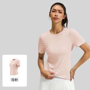 新款后背镂空交叉瑜伽美背圆领健身瑜伽服短袖T恤