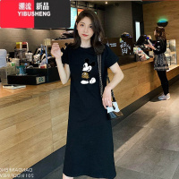 YIBUSHENG2024新款中长款减龄休闲连衣裙女过膝网红ins火女显瘦胖mm