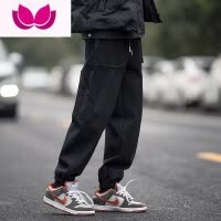 七斓束脚工装裤男美式复古宽松潮流痞帅潮牌ins百搭高街休闲裤子男款