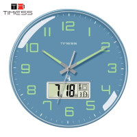 TIMESS夜光电波钟电子钟表客厅家用挂钟轻奢装饰个性创意时钟