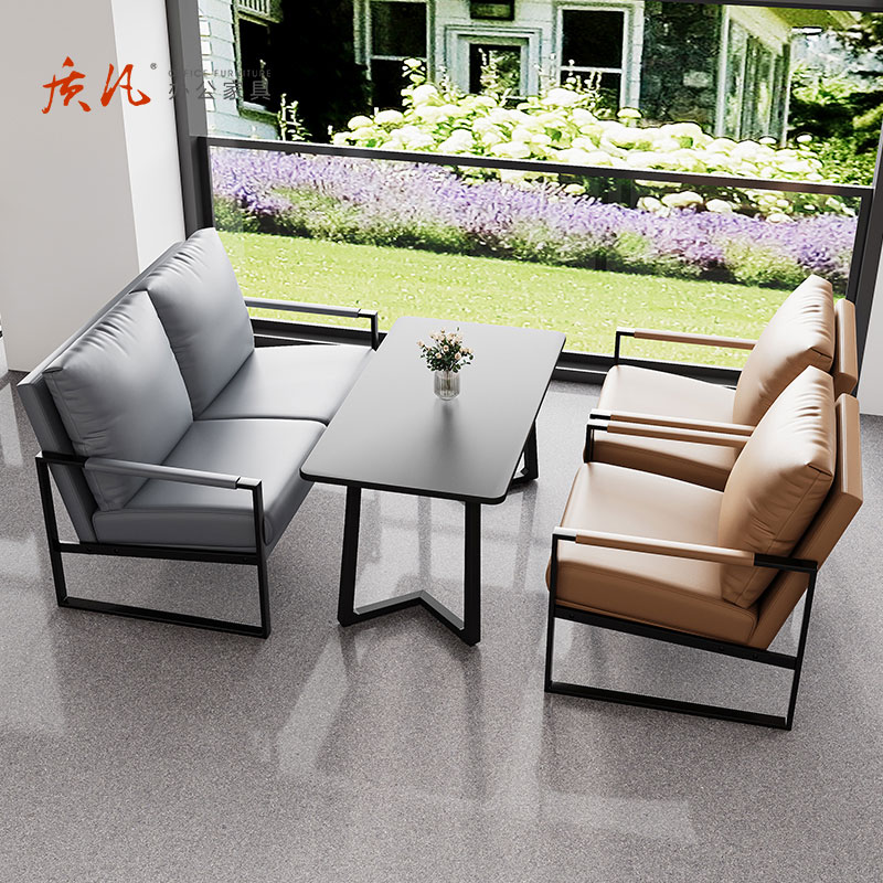 质凡咖啡厅沙发椅桌组合酒店沙发商用休闲椅 单人位*2+双人位*1+长方桌*1[颜色备注]