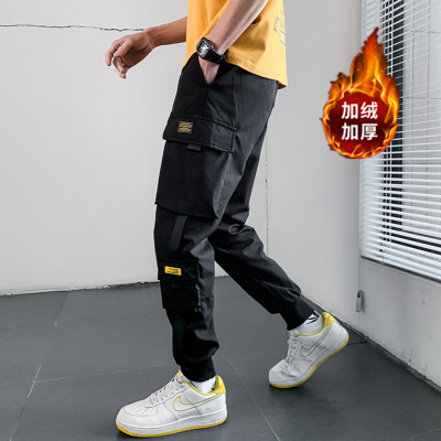 尊尚鸟(ZunshangniaO)工装裤男士2020秋冬季潮牌修身大码束脚加绒休闲裤子男韩版潮流百搭九分裤男装