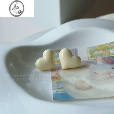 JiMi(买二送一)奶油马卡龙银针爱心网红耳钉 甜美百搭简约少女耳夹