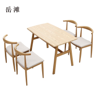岳滩新中式餐桌食堂简约现代商用卡座桌子橡胶木4人桌1200*600*750