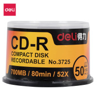 得力(deli)空白光盘CD-R车载MP3刻录碟50片盒装 CD-R 3725[700MB 52倍速]