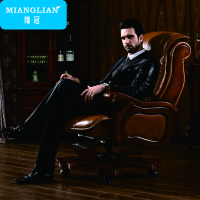 绵冠MIANGUAN绵冠MIANGUAN多功能老板椅进口牛皮总裁椅电脑椅可躺办公椅-黑色