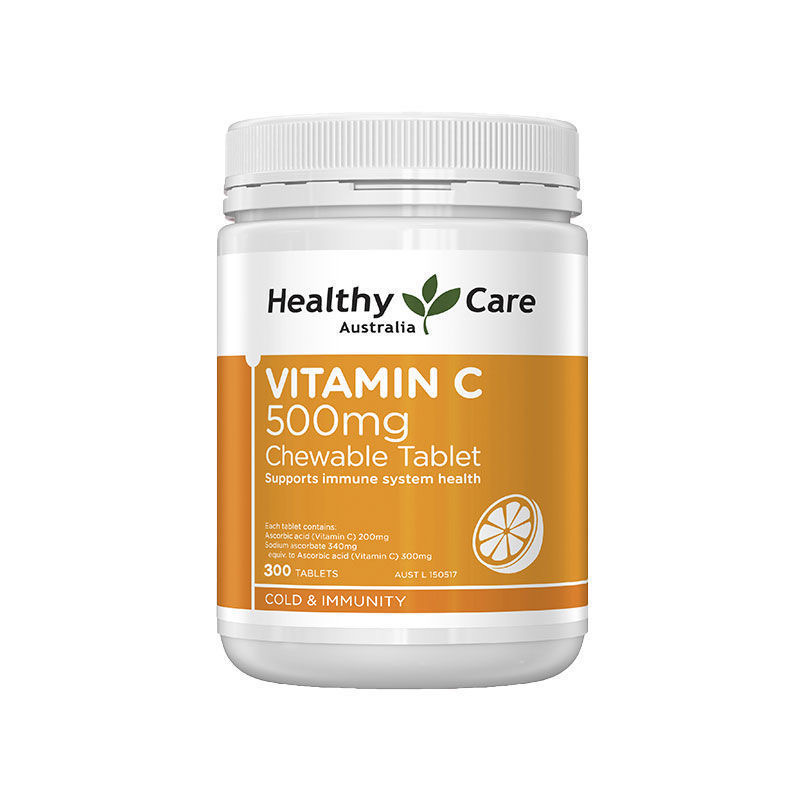 澳世康(Healthy Care)维生素C咀嚼片500粒500mg透亮肌肤增强身体抵御力成人学生中老年人效期25.8左右