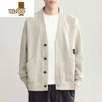 YANXU2023新款斜纹针织开衫外套男士V领宽松休闲毛衣男上衣