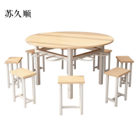 苏久顺餐桌学校食堂小吃店快餐桌椅饭堂橡木色圆桌1200*750含椅