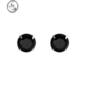 JiMi银银耳钉中性男女小众气质黑色水钻小巧简约耳饰耳环2023新款