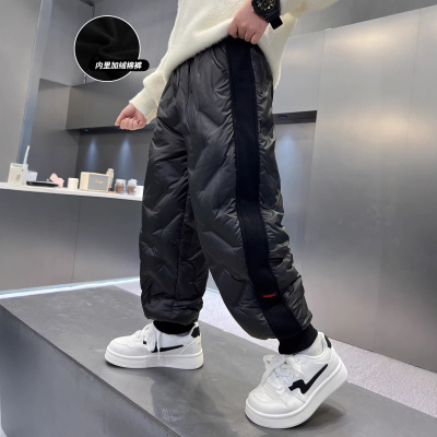 男童加绒裤子新款棉裤秋冬大儿童一体绒加厚保暖冬季一条过冬