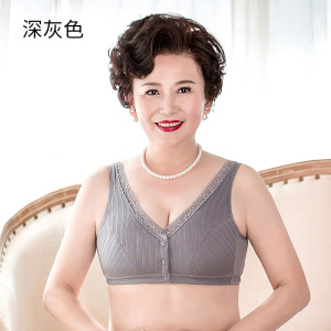 大观鸟老年文胸舒适中老年内衣宽松前开扣背心式中年妇女文胸大码