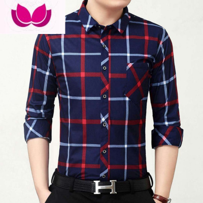 七斓中年男士长袖衬衫男春装薄款爸爸装夏季中老年衬衣40-50岁款