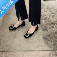 SUNTEK晚晚风气质设计感小众高跟鞋单鞋女鞋子2023春夏新款豆豆鞋乐福鞋