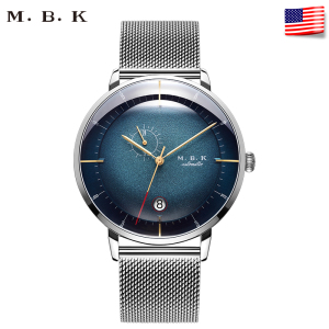 M.B.K欧美品牌男士全自动机械表 男款星球系列新款大表盘手表男小众男表简约日历腕表1008-3