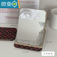 敬平复古ins风折叠小镜子家用便携化妆镜宿舍学生梳妆台桌面可立台式 大号咖花便携式用镜