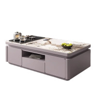 戴劲 岩板茶几客厅茶台烧水壶一体桌家用泡茶台办公室茶桌 1.3米浅灰(潘多拉岩板)