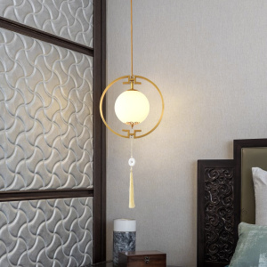 苏宁放心购 全铜新中式吊灯床头卧室灯中国风珐琅彩楼梯阳台灯现代简约酒店吧台饭店走廊过道灯