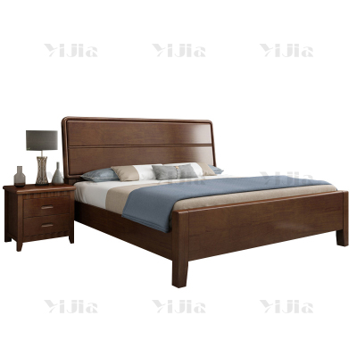 翌嘉 YJ4022911 实木床1.8米床含一个床头柜 胡桃色
