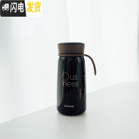 三维工匠韩版保温杯男女网红ins原宿风简约清新便携水杯学生潮流个性杯子 黑siness小号