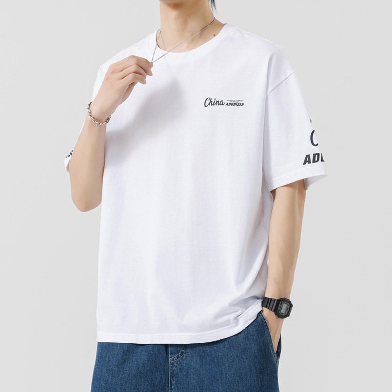 夏季新款男士韩版圆领字母印花潮流短袖T恤网红同款有型大码上衣t