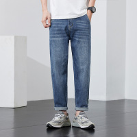秋冬新款经典牛仔裤男士宽松直筒破洞款锥形长裤男款Menjean