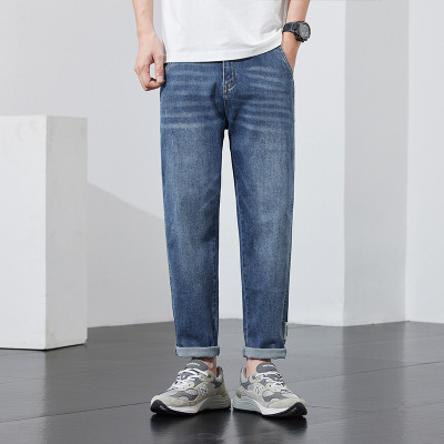 秋冬新款经典牛仔裤男士宽松直筒破洞款锥形长裤男款Men jean