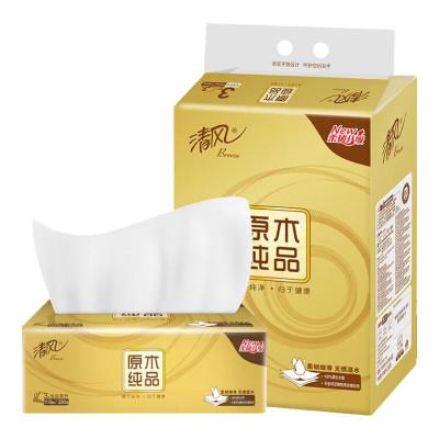 清风原木纯品 抽纸 餐巾纸 擦手纸 卫生纸 5提装 3层110抽*20包