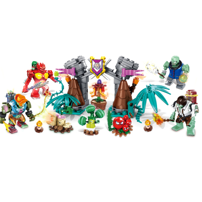 汇奇宝植物大战僵尸兼容乐高积木玩具益智拼装男孩子盲盒拼图全套儿童礼物6-14岁植物大作战-整套四盒446颗粒-