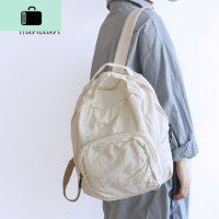 19韩版森系文艺古着感书包做旧水洗帆布学生学院背包双肩包女NEW LAKE
