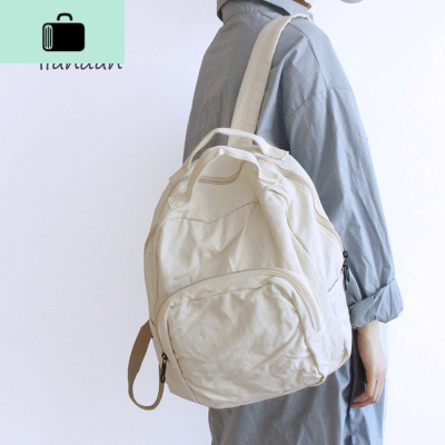 19韩版森系文艺古着感书包做旧水洗帆布学生学院背包双肩包女NEW LAKE