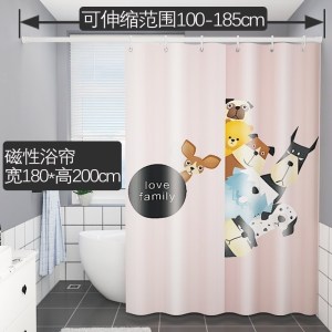美帮汇浴室浴帘水布加厚霉帘隔断帘卫生间套装免打孔挂帘