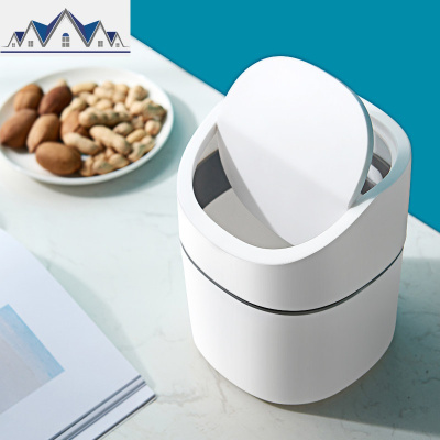 桌面迷你小号垃圾桶北欧家用创意带盖拉圾筒客厅按压式简约桌上篓 三维工匠