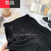 YIBUSHENG2024秋常规褶皱垂感长裤直筒裤裤子女高腰时尚显瘦百搭韩版休闲裤