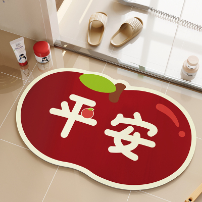 浴室地垫门口防滑垫红色厕所浴室专用硅藻泥吸水垫卫生间家用脚垫