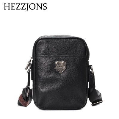 赫泽琼斯HEZZJONS真皮小背包男进口意大利牛皮单肩包青年商务休闲迷你斜挎包韩版潮流奢侈品手机烟包