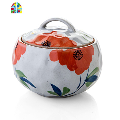 日式陶瓷带盖炖锅蒸盅隔水燕窝汤锅家用可高温内胆煲汤炖罐小炖盅 FENGHOU 唐草