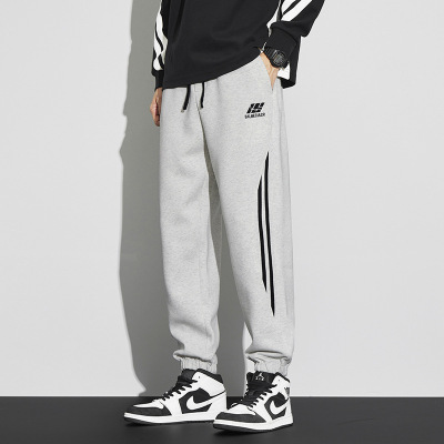 |港风简约可定制新华棉针织束脚潮牌休闲宽松男青少年长裤
