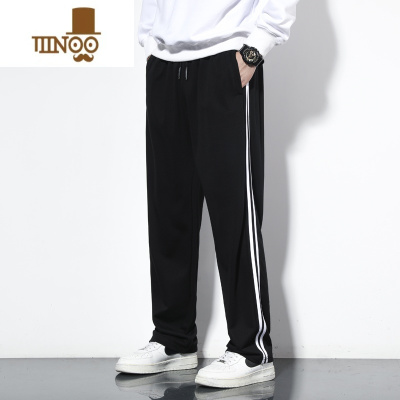 YANXU两道杠运动裤男夏季薄款宽松休闲女深蓝藏青色初高中学生校服裤子